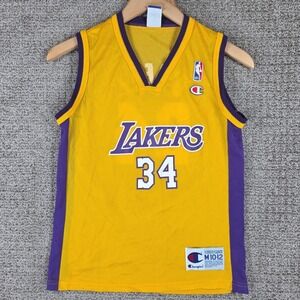 Champion Shaquille O'Neal Lakers Jersey Kids Medium 10-12 Yellow NBA Basketball